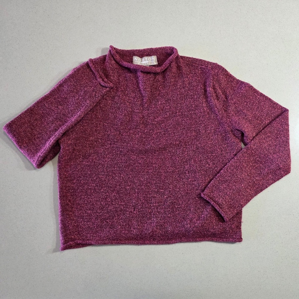 Norton McNaughton Petites Magenta Pink Mohair Blend Rolled Mock Neck Sweater PM